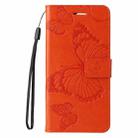 For Xiaomi Poco F6 3D Butterfly Embossed Pattern Flip Leather Phone Case(Orange) - 2