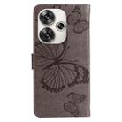 For Xiaomi Poco F6 3D Butterfly Embossed Pattern Flip Leather Phone Case(Grey) - 3