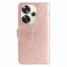 For Xiaomi Poco F6 3D Butterfly Embossed Pattern Flip Leather Phone Case(Rose Gold) - 3