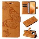 For Xiaomi 14T Pro 3D Butterfly Embossed Pattern Flip Leather Phone Case(Yellow) - 1