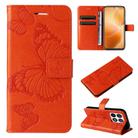 For Xiaomi 14T Pro 3D Butterfly Embossed Pattern Flip Leather Phone Case(Orange) - 1