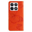 For Xiaomi 14T Pro 3D Butterfly Embossed Pattern Flip Leather Phone Case(Orange) - 3