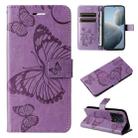 For Xiaomi 14T 3D Butterfly Embossed Pattern Flip Leather Phone Case(Purple) - 1