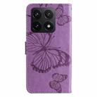 For Xiaomi 14T 3D Butterfly Embossed Pattern Flip Leather Phone Case(Purple) - 3