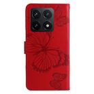 For Xiaomi 14T 3D Butterfly Embossed Pattern Flip Leather Phone Case(Red) - 3