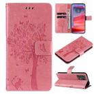 For Motorola Edge 50 Pro Tree & Cat Embossed Pattern Flip Leather Phone Case(Pink) - 1