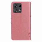 For Motorola Edge 50 Pro Tree & Cat Embossed Pattern Flip Leather Phone Case(Pink) - 3