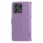 For Motorola Edge 50 Pro Tree & Cat Embossed Pattern Flip Leather Phone Case(Light Purple) - 3