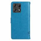 For Motorola Edge 50 Pro Tree & Cat Embossed Pattern Flip Leather Phone Case(Blue) - 3