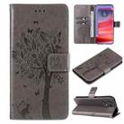 For Motorola Edge 50 Pro Tree & Cat Embossed Pattern Flip Leather Phone Case(Grey) - 1