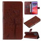 For Motorola Edge 50 Pro Tree & Cat Embossed Pattern Flip Leather Phone Case(Coffee) - 1