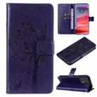 For Motorola Edge 50 Pro Tree & Cat Embossed Pattern Flip Leather Phone Case(Purple) - 1