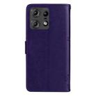 For Motorola Edge 50 Pro Tree & Cat Embossed Pattern Flip Leather Phone Case(Purple) - 3