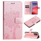 For Motorola Edge 50 Pro Tree & Cat Embossed Pattern Flip Leather Phone Case(Rose Gold) - 1