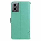 For Motorola Moto G34 Tree & Cat Embossed Pattern Flip Leather Phone Case(Green) - 3