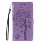 For Motorola Moto G34 Tree & Cat Embossed Pattern Flip Leather Phone Case(Light Purple) - 2