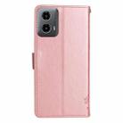 For Motorola Moto G34 Tree & Cat Embossed Pattern Flip Leather Phone Case(Rose Gold) - 3