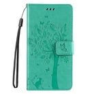 For Motorola Edge 50 5G Tree & Cat Embossed Pattern Flip Leather Phone Case(Green) - 2