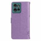 For Motorola Edge 50 5G Tree & Cat Embossed Pattern Flip Leather Phone Case(Light Purple) - 3