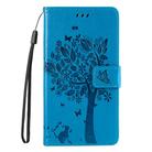 For Motorola Edge 50 5G Tree & Cat Embossed Pattern Flip Leather Phone Case(Blue) - 2