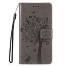 For Motorola Edge 50 5G Tree & Cat Embossed Pattern Flip Leather Phone Case(Grey) - 2