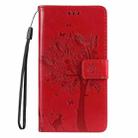 For Motorola Edge 50 5G Tree & Cat Embossed Pattern Flip Leather Phone Case(Red) - 2
