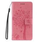 For Motorola Edge 50 Neo Tree & Cat Embossed Pattern Flip Leather Phone Case(Pink) - 2