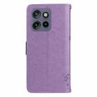 For Motorola Edge 50 Neo Tree & Cat Embossed Pattern Flip Leather Phone Case(Light Purple) - 3