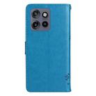 For Motorola Edge 50 Neo Tree & Cat Embossed Pattern Flip Leather Phone Case(Blue) - 3