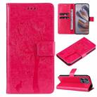 For Motorola Edge 50 Neo Tree & Cat Embossed Pattern Flip Leather Phone Case(Rose Red) - 1