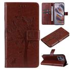 For Motorola Edge 50 Neo Tree & Cat Embossed Pattern Flip Leather Phone Case(Coffee) - 1