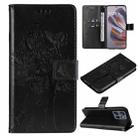 For Motorola Edge 50 Neo Tree & Cat Embossed Pattern Flip Leather Phone Case(Black) - 1