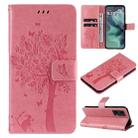 For Motorola Moto G35 Tree & Cat Embossed Pattern Flip Leather Phone Case(Pink) - 1