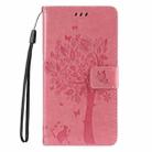 For Motorola Moto G35 Tree & Cat Embossed Pattern Flip Leather Phone Case(Pink) - 2