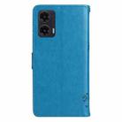 For Motorola Moto G35 Tree & Cat Embossed Pattern Flip Leather Phone Case(Blue) - 3