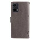For Motorola Moto G35 Tree & Cat Embossed Pattern Flip Leather Phone Case(Grey) - 3