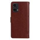 For Motorola Moto G35 Tree & Cat Embossed Pattern Flip Leather Phone Case(Coffee) - 3