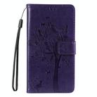 For Motorola Moto G35 Tree & Cat Embossed Pattern Flip Leather Phone Case(Purple) - 2