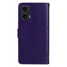 For Motorola Moto G35 Tree & Cat Embossed Pattern Flip Leather Phone Case(Purple) - 3