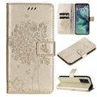 For Motorola Moto G35 Tree & Cat Embossed Pattern Flip Leather Phone Case(Gold) - 1