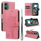 For Motorola Moto G05 Tree & Cat Embossed Pattern Flip Leather Phone Case(Pink) - 1