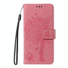 For Motorola Moto G05 Tree & Cat Embossed Pattern Flip Leather Phone Case(Pink) - 2