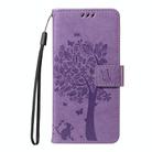 For Motorola Moto G05 Tree & Cat Embossed Pattern Flip Leather Phone Case(Light Purple) - 2