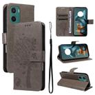 For Motorola Moto G05 Tree & Cat Embossed Pattern Flip Leather Phone Case(Grey) - 1