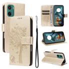For Motorola Moto G05 Tree & Cat Embossed Pattern Flip Leather Phone Case(Gold) - 1