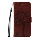 For Motorola Moto G15 Tree & Cat Embossed Pattern Flip Leather Phone Case(Coffee) - 2