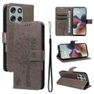 For Motorola Moto G56 5G Tree & Cat Embossed Pattern Flip Leather Phone Case(Grey) - 1