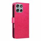 For Motorola Moto G56 5G Tree & Cat Embossed Pattern Flip Leather Phone Case(Rose Red) - 3