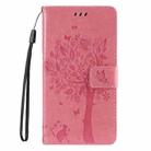 For OPPO A60 4G Global Tree & Cat Embossed Pattern Flip Leather Phone Case(Pink) - 2