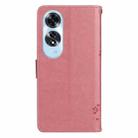 For OPPO A60 4G Global Tree & Cat Embossed Pattern Flip Leather Phone Case(Pink) - 3